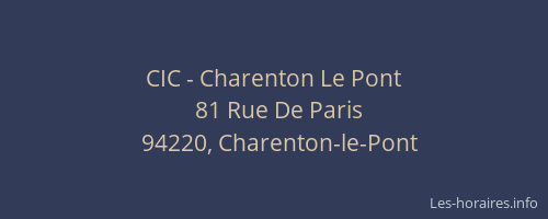 CIC - Charenton Le Pont