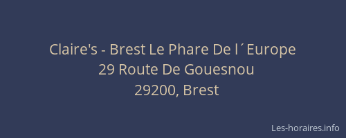 Claire's - Brest Le Phare De l´Europe
