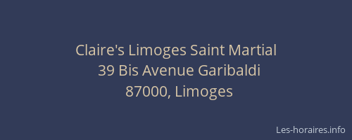 Claire's Limoges Saint Martial