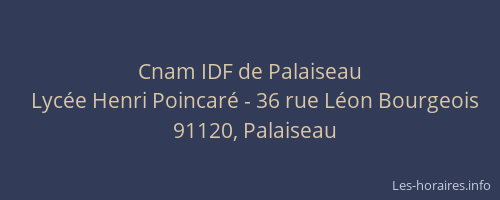 Cnam IDF de Palaiseau