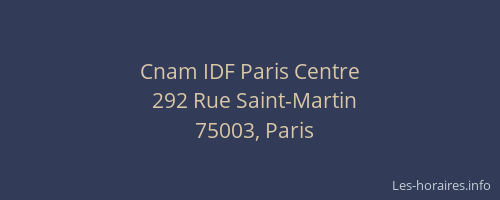 Cnam IDF Paris Centre