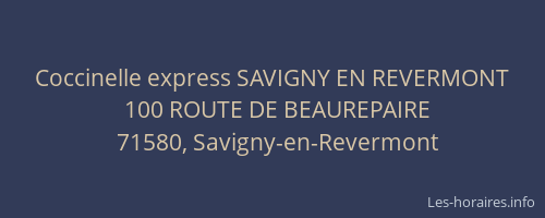 Horaires Coccinelle express SAVIGNY EN REVERMONT ROUTE DE