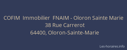 COFIM  Immobilier  FNAIM - Oloron Sainte Marie