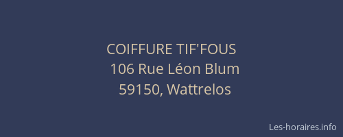 COIFFURE TIF'FOUS