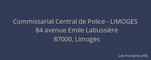 Commissariat Central de Police - LIMOGES