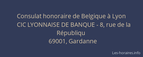 Consulat honoraire de Belgique à Lyon