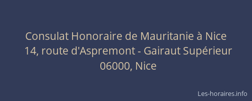 Consulat Honoraire de Mauritanie à Nice