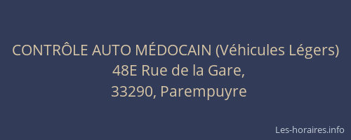 CONTRÔLE AUTO MÉDOCAIN (Véhicules Légers)