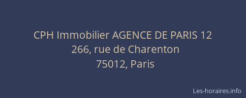 CPH Immobilier AGENCE DE PARIS 12