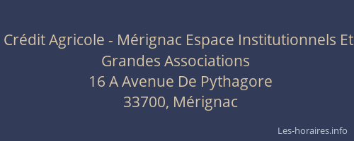 Crédit Agricole - Mérignac Espace Institutionnels Et Grandes Associations