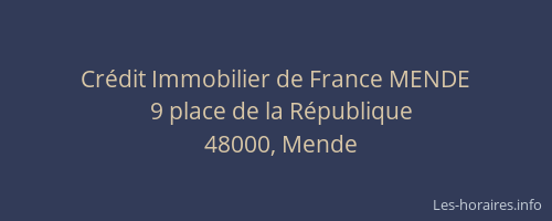 Crédit Immobilier de France MENDE