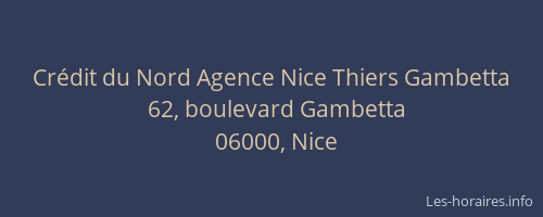 Crédit du Nord Agence Nice Thiers Gambetta