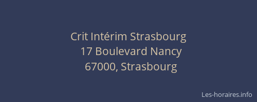 Crit Intérim Strasbourg