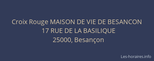 Croix Rouge MAISON DE VIE DE BESANCON