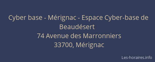 Cyber base - Mérignac - Espace Cyber-base de Beaudésert