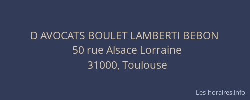 D AVOCATS BOULET LAMBERTI BEBON