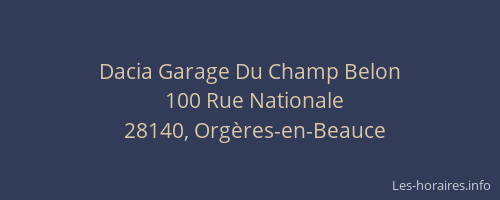 Dacia Garage Du Champ Belon