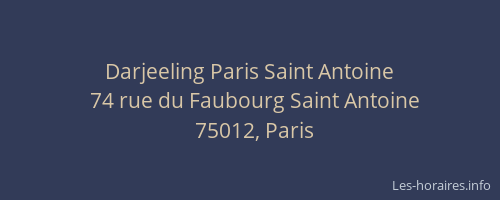 Darjeeling Paris Saint Antoine