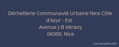 Déchetterie Communauté Urbaine Nice Côte d'Azur - Est