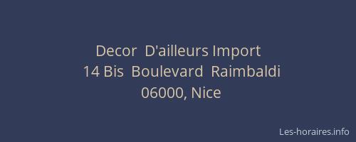 Decor  D'ailleurs Import