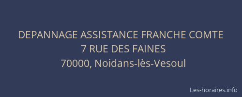 DEPANNAGE ASSISTANCE FRANCHE COMTE