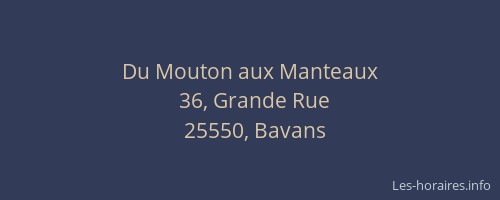 Du Mouton aux Manteaux