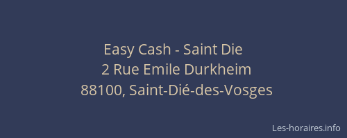 Easy Cash - Saint Die
