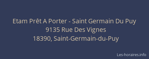 Etam Prêt A Porter - Saint Germain Du Puy