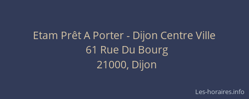 Etam Prêt A Porter - Dijon Centre Ville