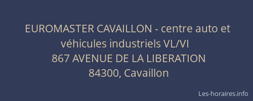 EUROMASTER CAVAILLON - centre auto et véhicules industriels VL/VI