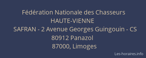 Fédération Nationale des Chasseurs HAUTE-VIENNE