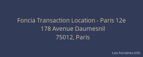 Foncia Transaction Location - Paris 12e