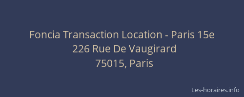 Foncia Transaction Location - Paris 15e