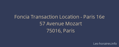 Foncia Transaction Location - Paris 16e