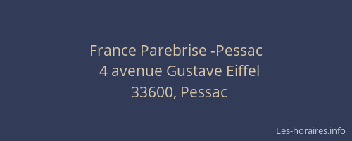 France Parebrise -Pessac