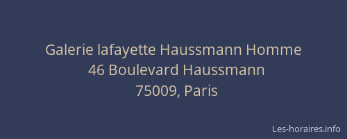 Galerie lafayette Haussmann Homme