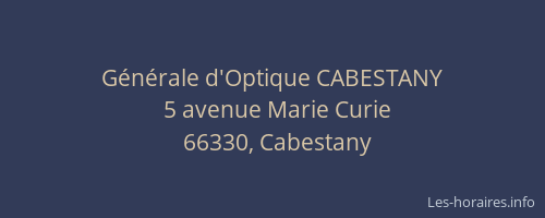 Générale d'Optique CABESTANY