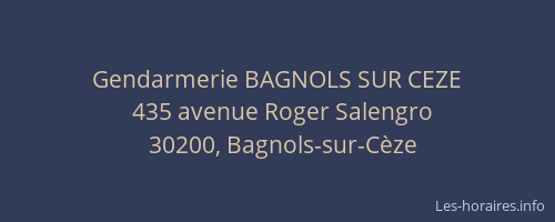 Gendarmerie BAGNOLS SUR CEZE