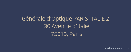 Générale d'Optique PARIS ITALIE 2