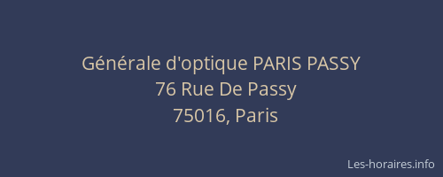 Générale d'optique PARIS PASSY