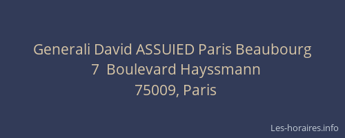 Generali David ASSUIED Paris Beaubourg