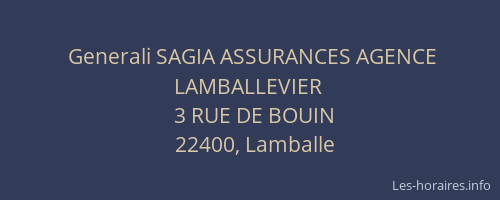 Generali SAGIA ASSURANCES AGENCE LAMBALLEVIER