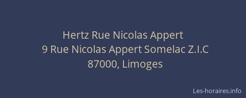 Hertz Rue Nicolas Appert