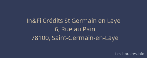 In&Fi Crédits St Germain en Laye