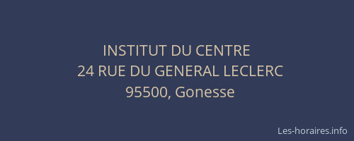 INSTITUT DU CENTRE