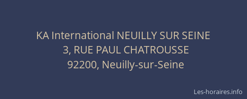 KA International NEUILLY SUR SEINE