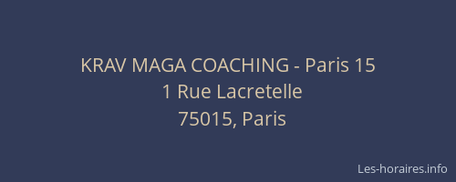 KRAV MAGA COACHING - Paris 15