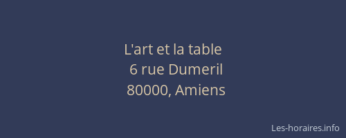 L'art et la table