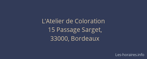 L'Atelier de Coloration