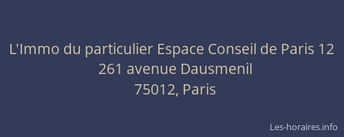 L'Immo du particulier Espace Conseil de Paris 12